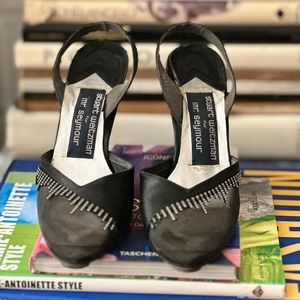 Vintage Stuart Weitzman for Mr. SeymourBlack Satin w/Rhinestones Slingbacks- 6.5